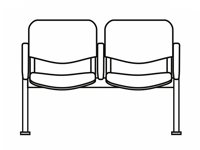 Кресло для конференц залов Тракт мод.СМ82/6 2-х местная секция (иск.кожа Винилис/ткань) черн.муар
