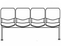 Кресло для конференц залов Тракт мод.СМ82/6 4-х местная секция (иск.кожа Винилис/ткань) черн.муар